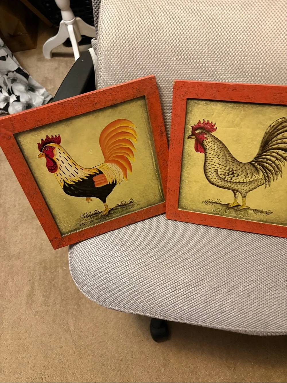 Farmhouse Rust Orange Rooster Wall Art Pair - Brand: